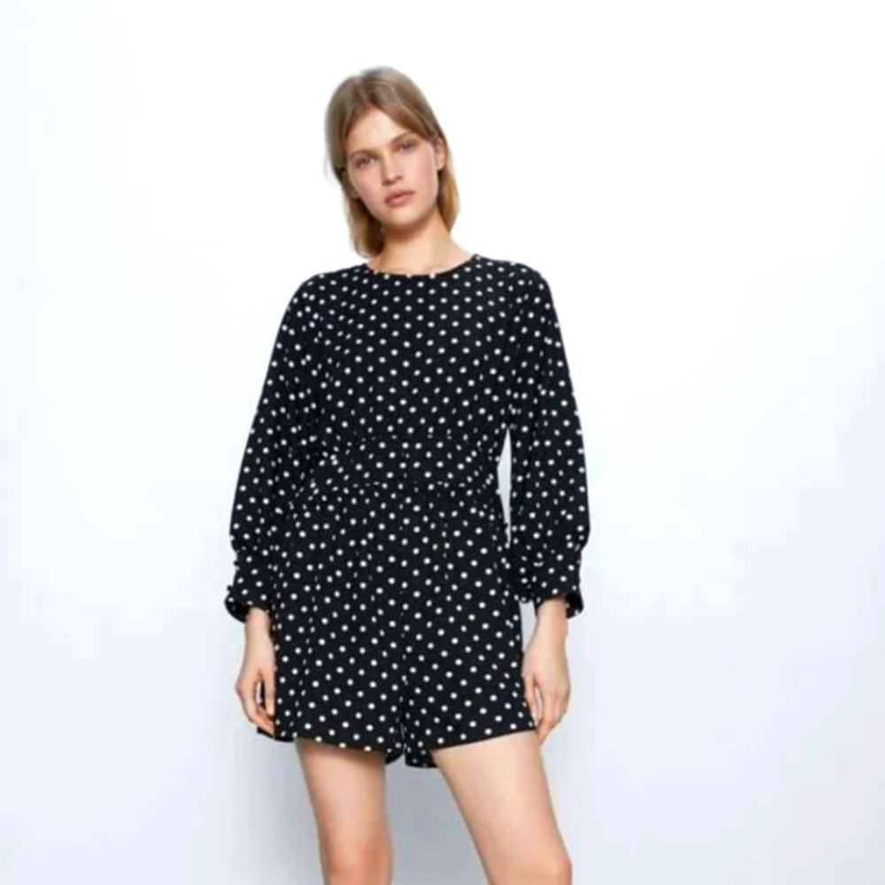 🌟New Zara Black/White Dotted Romper